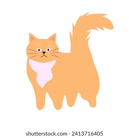 Cute funny cat. Fat pet animal. Cartoon character. Flat vector illustration.