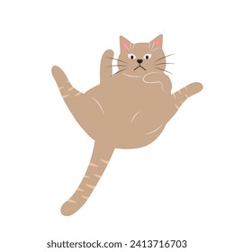 Cute funny cat. Fat pet animal. Cartoon character. Flat vector illustration.