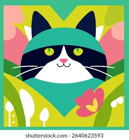 Cute funny cat with green eyes