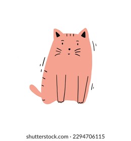 Cute funny cat hand drawn on white background