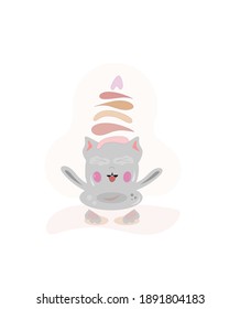 Cute and funny cat. Interesting illustration. Happy celebration cat. 
