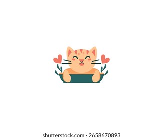 Diseño divertido lindo del logotipo del gato, formato del Vector.