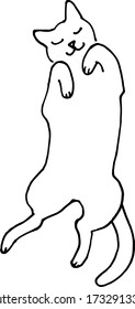 Un gato gracioso. Ilustración vectorial monocroma.