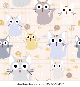 Cute funny cat seamless pattern