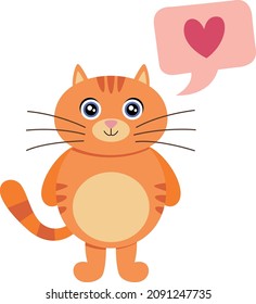 Cute funny cat with speech bubble heart love


