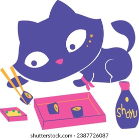 Vector de gato lindo y divertido. Colección de diseño de gatos de dibujos animados o gatitos con color plano en diferentes poses. Conjunto de animales de compañía purrí aislados sin fondo