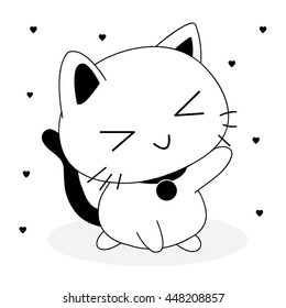 Cute funny cat , vector illustration