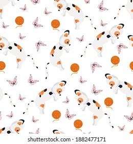Cute funny cats, animal flat character isolated on white background. Concept for wallpaper, wrapping paper, cards 