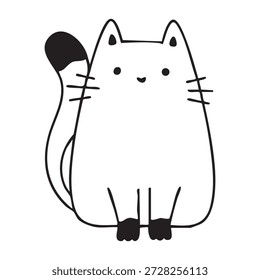 Lindos y divertidos gatos doodle línea ilustración. Diseño de personajes de gato o gatito de dibujos animados con estilo de contorno.