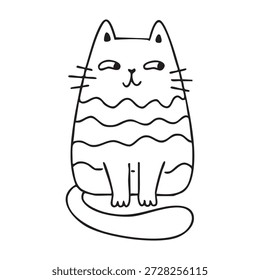 Lindos y divertidos gatos doodle línea ilustración. Diseño de personajes de gato o gatito de dibujos animados con estilo de contorno.