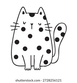 Lindos y divertidos gatos doodle línea ilustración. Diseño de personajes de gato o gatito de dibujos animados con estilo de contorno.