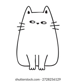 Lindos y divertidos gatos doodle línea ilustración. Diseño de personajes de gato o gatito de dibujos animados con estilo de contorno.