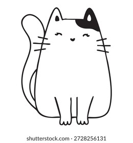 Lindos y divertidos gatos doodle línea ilustración. Diseño de personajes de gato o gatito de dibujos animados con estilo de contorno.