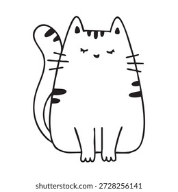 Lindos y divertidos gatos doodle línea ilustración. Diseño de personajes de gato o gatito de dibujos animados con estilo de contorno.
