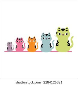 Cute and funny cats doodle vector set. Cartoon cat or kitten characters design collection with flat color in different poses. Set of purebred pet animals isolated on white background 