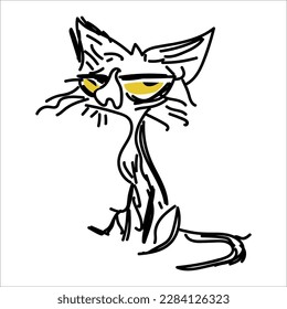 Cute and funny cats doodle vector set. Cartoon cat or kitten characters design collection with flat color in different poses. Set of purebred pet animals isolated on white background 