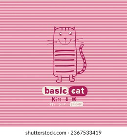 Cute and funny cats doodle vector set. Cartoon cat or kitten characters design collection with flat color in different poses. Set of purebred pet animals isolated on .