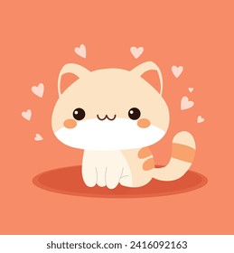 Cute and funny cats vector. Cartoon cat characters design flat color. Purebred pet animals isolated on background.
