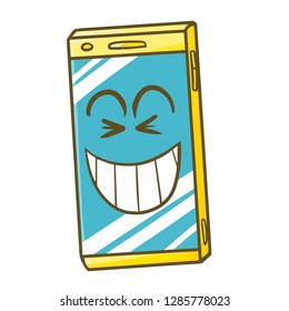 Cute and funny cellphone smiling - vector.