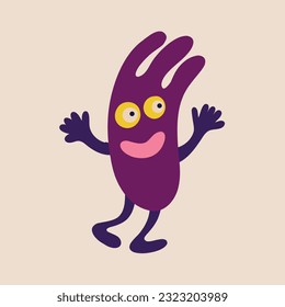 Cute funny character baby monster with funny smile face. Illustration in a modern childish hand-drawn style