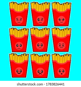 Cute Funny Character French fries set