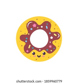 Cute funny character kawaii doughnut