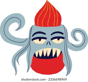 Cute funny character monster gin with funny smile face. Illustration in a modern childish hand-drawn style