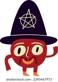 Cute funny character red monster with funny smile face.. Cartoon illustration