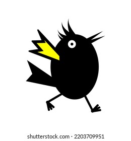 Cute funny cheerful chicken, nestling. Vector illustration on white background.