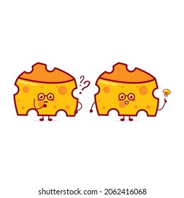 Cute funny cheese currency character. Vector hand drawn cartoon mascot character illustration icon. Isolated on white background. fast food character concept