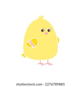 Cute funny chicken. Vector simple flat illustration in children's style. Little bird character.