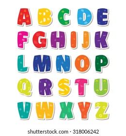 Cute funny childish alphabet. Vector font illustration