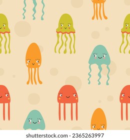 cute and funny children's pattern with jellyfish