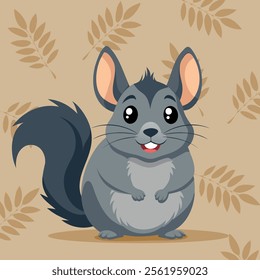 Cute and funny Chinchilla. Baby Chinchilla standing. Vector illustration chinchilla character design with flat color. Can be used for design of t-shirts, posters and Baby Shower party and characters.