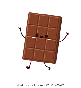 Cute and funny chocolate bar character. Chocolate mascot.