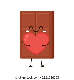 Cute and funny chocolate bar character. Chocolate mascot.