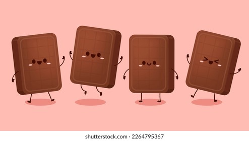 Cute and funny chocolate bar character. Chocolate mascot.