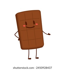 Cute and funny chocolate bar character. Chocolate mascot.
