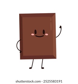 Cute and funny chocolate bar character. Chocolate mascot.