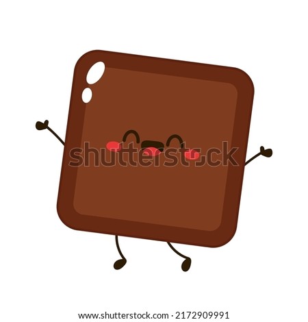 Cute and funny chocolate bar character. Chocolate mascot.