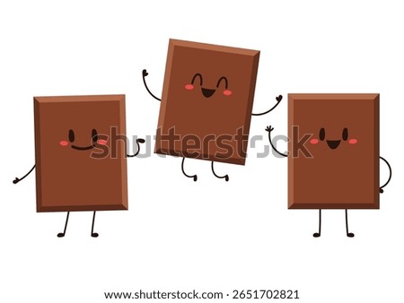 Cute and funny chocolate bar character. Chocolate mascot.