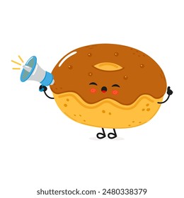 Cute funny Chocolate Doughnut sleeping character. Vector hand drawn cartoon kawaii character illustration icon. Isolated on white background. Happy Doughnut sleep character concept
