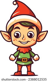 Cute Funny Christmas Elf Cartoon