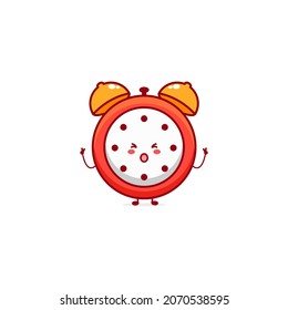 Cute funny clock character. Vector hand drawn cartoon mascot character illustration icon. Isolated on white background. time character concept