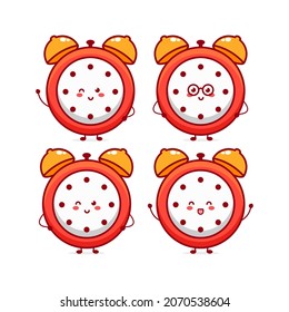 Cute funny clock character. Vector hand drawn cartoon mascot character illustration icon. Isolated on white background. time character concept
