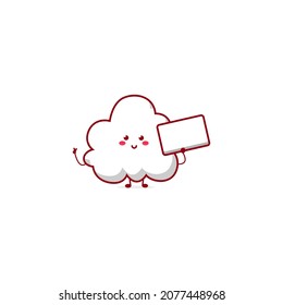 Cute Funny Cloud Character. Vector Hand Drawn Cartoon Mascot Character Illustration Icon. Isolated On White Background.