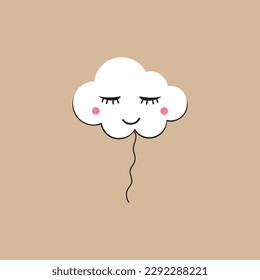Cute funny cloud icon illustration
