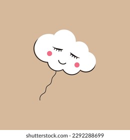 Cute funny cloud icon illustration