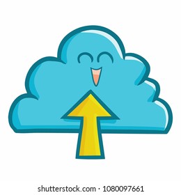 Cute and funny cloud storage symbol laughing - vector.