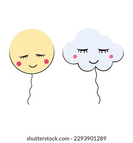 Cute funny clouds icon illustration